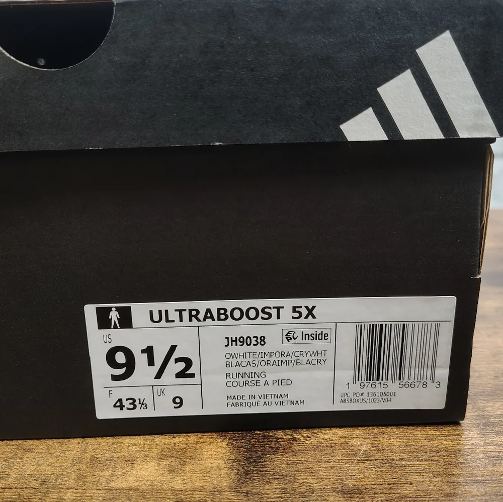 Men's Adidas UltraBoost 5X Running Shoes White / Orange Sz 9.5 JH9038